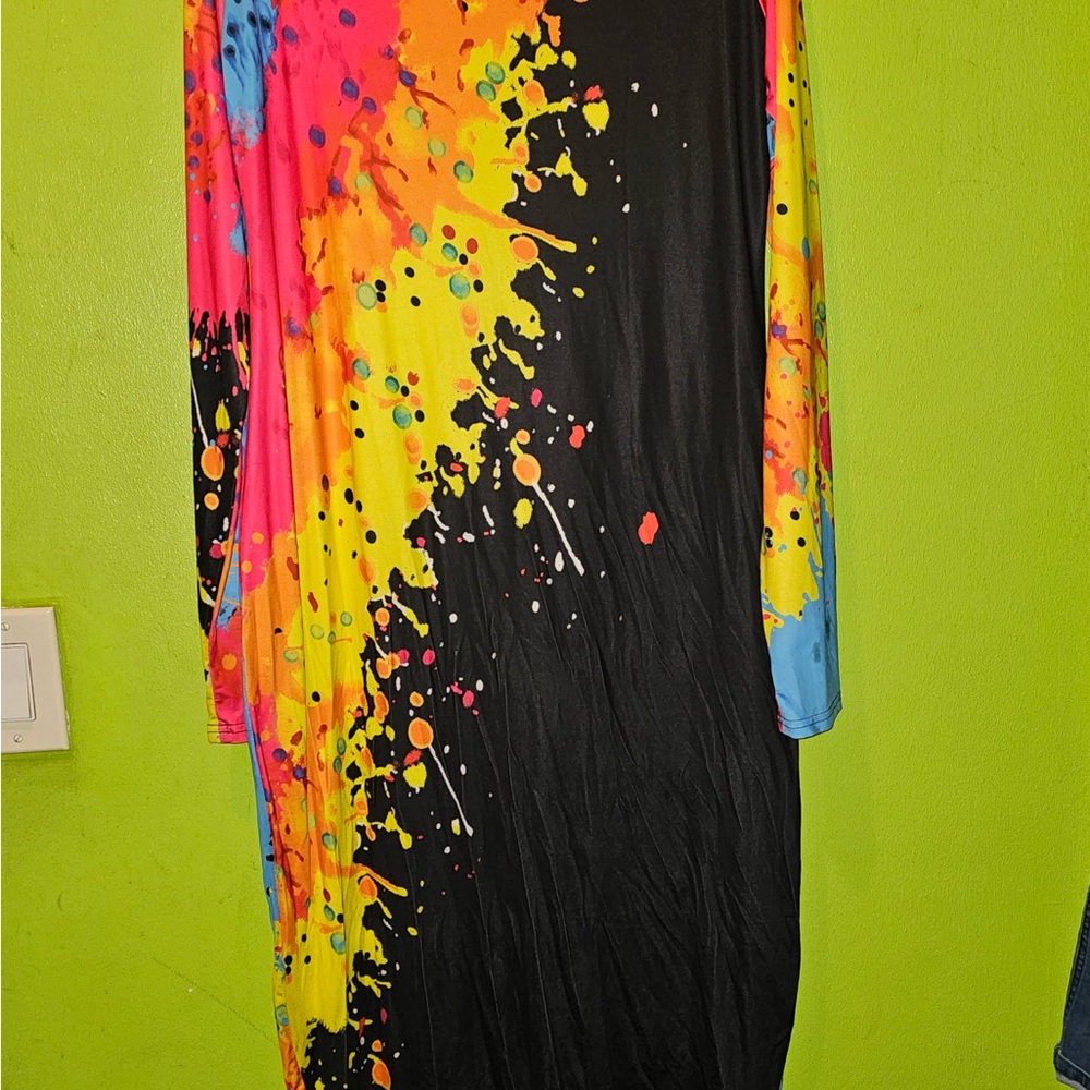 Colorful Splatter Print Dress